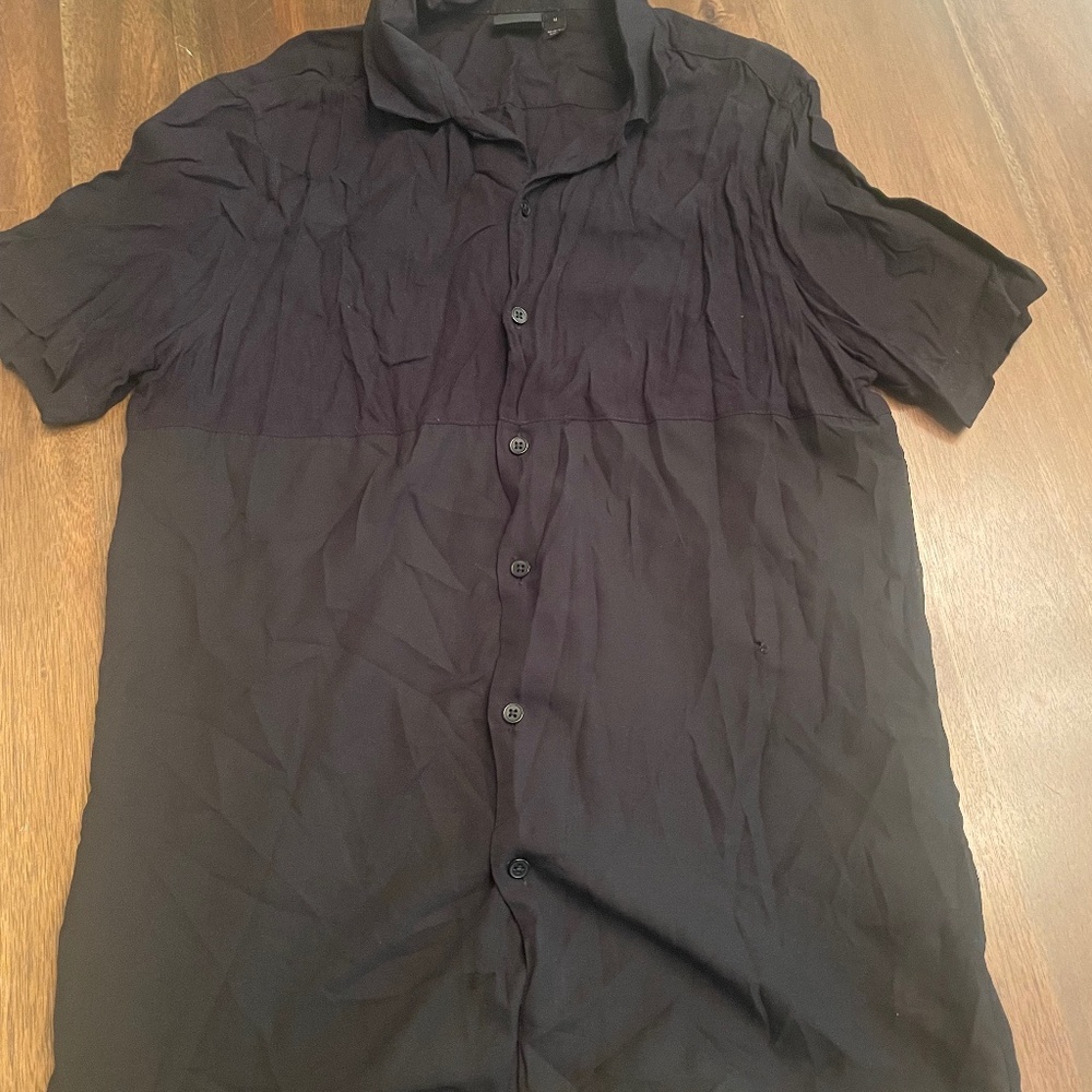 ASOS - sheer and satin two toned/textured button up shirt